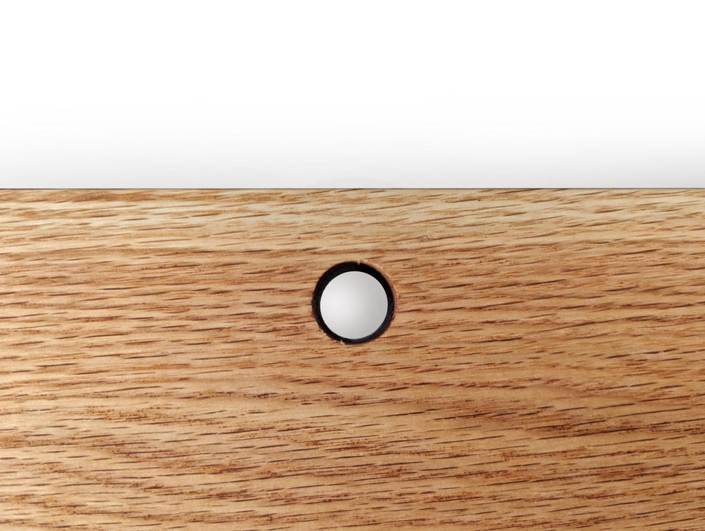 Thick Mahogany Floating Shelf with Rounded Corners and Grommet Hole