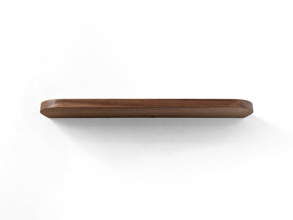 Thick Mahogany Floating Shelf with Rounded Corners and Grommet Hole
