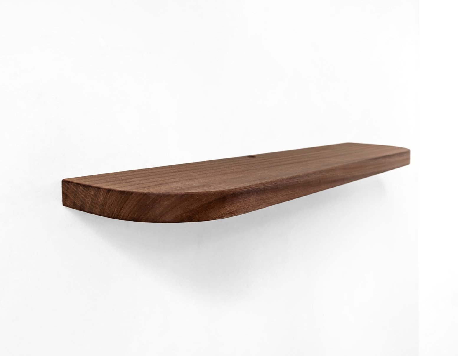 Thick Mahogany Floating Shelf with Rounded Corners and Grommet Hole