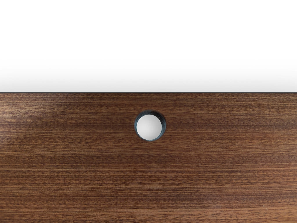 Thick Mahogany Floating Shelf with Rounded Corners and Grommet Hole