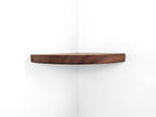 Floating Corner Shelf with Cord Hole in Mahogany