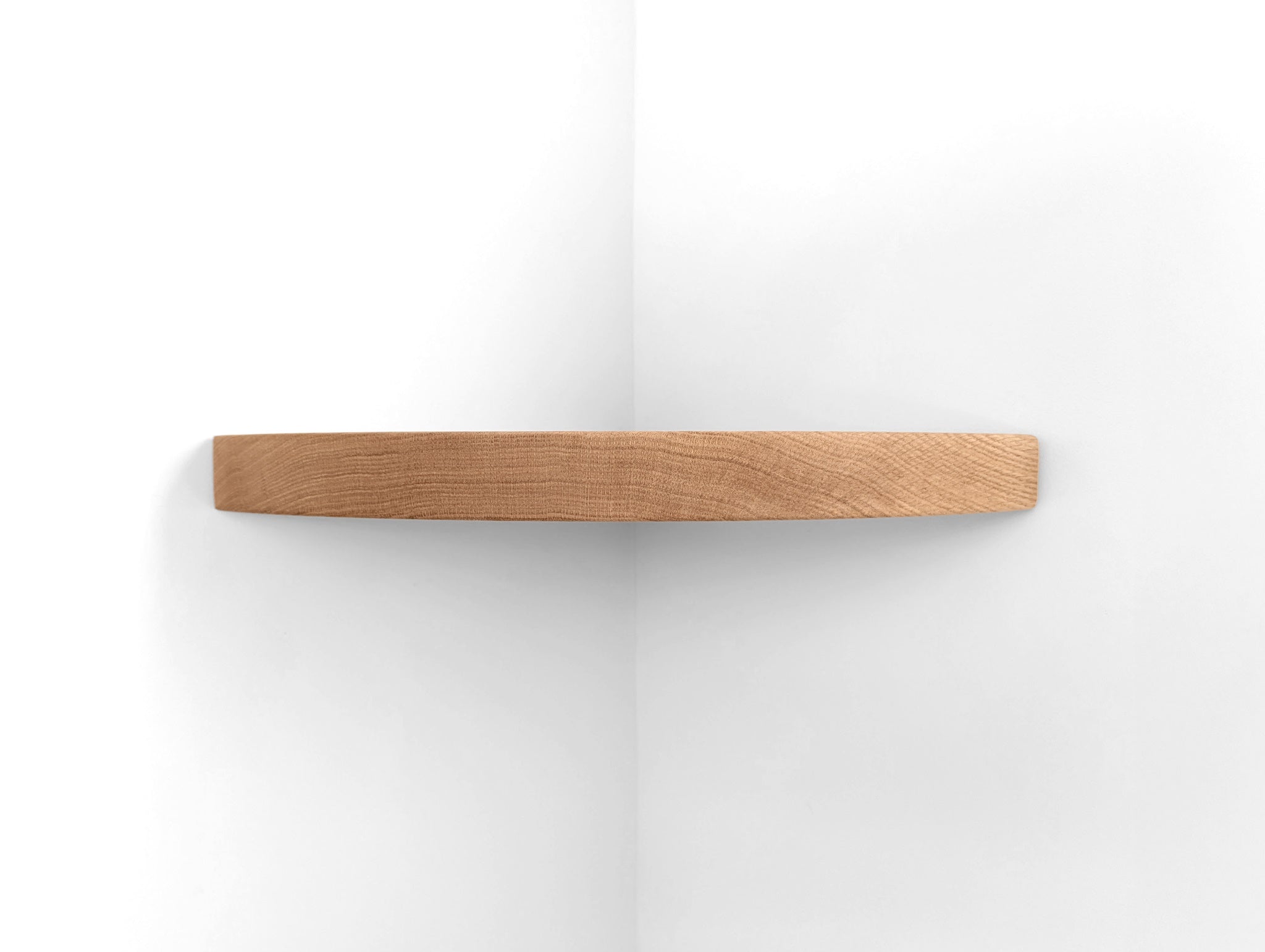 Floating Corner Shelf with Cord Hole in Oak