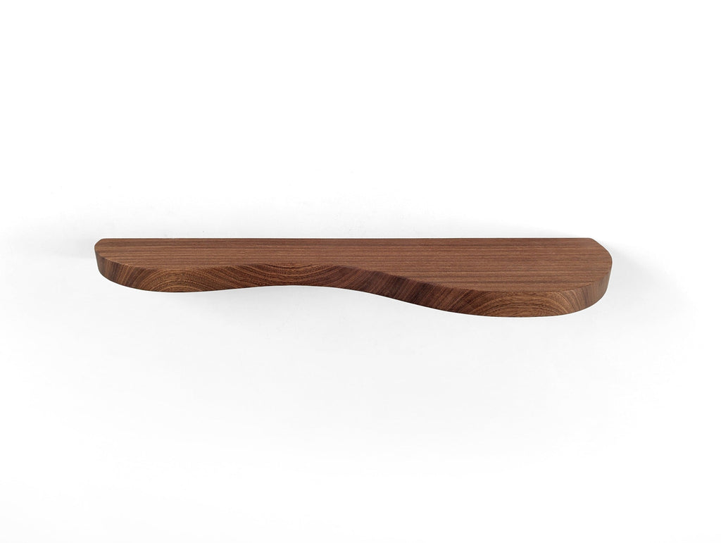 Double Curve Thick Oak Floating Shelf