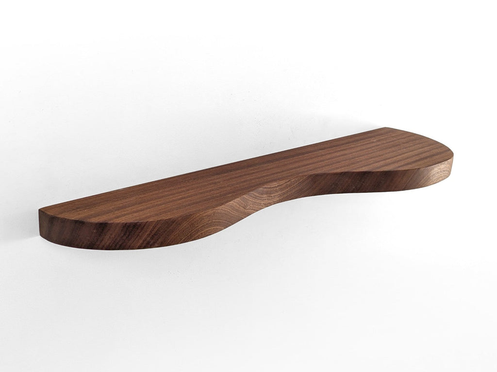 Double Curve Thick Mahogany Floating Shelf
