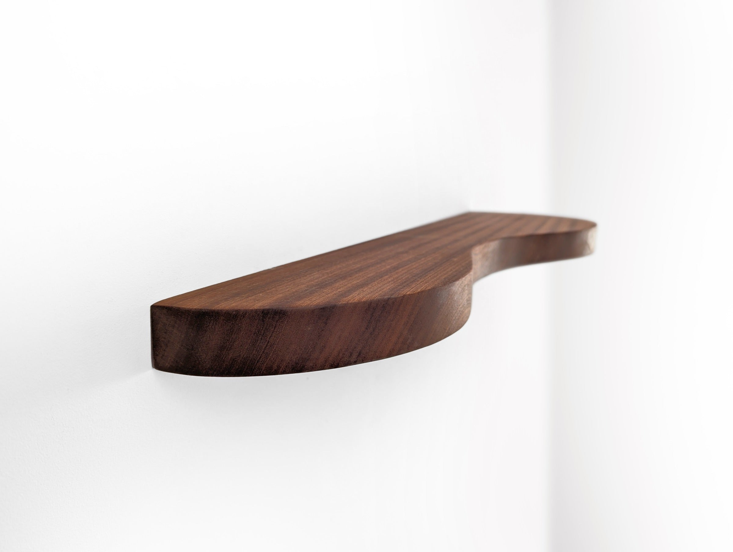 Double Curve Thick Oak Floating Shelf