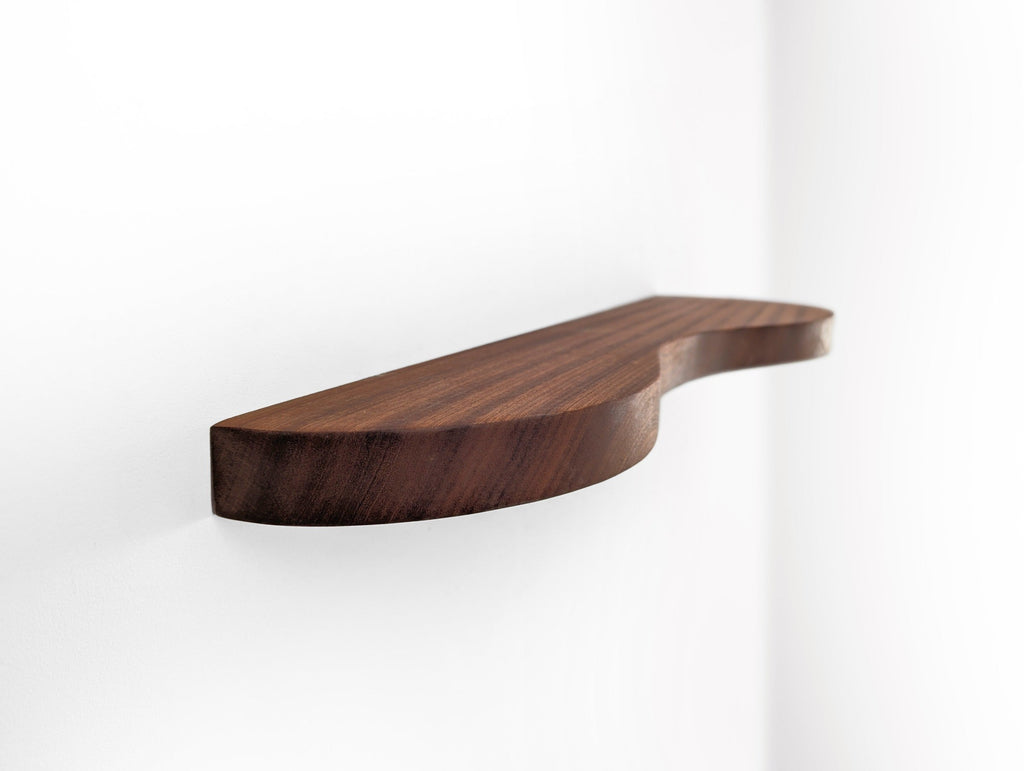 Double Curve Thick Mahogany Floating Shelf