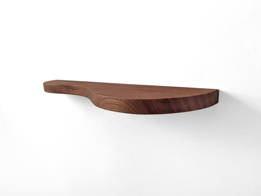 Double Curve Thick Oak Floating Shelf