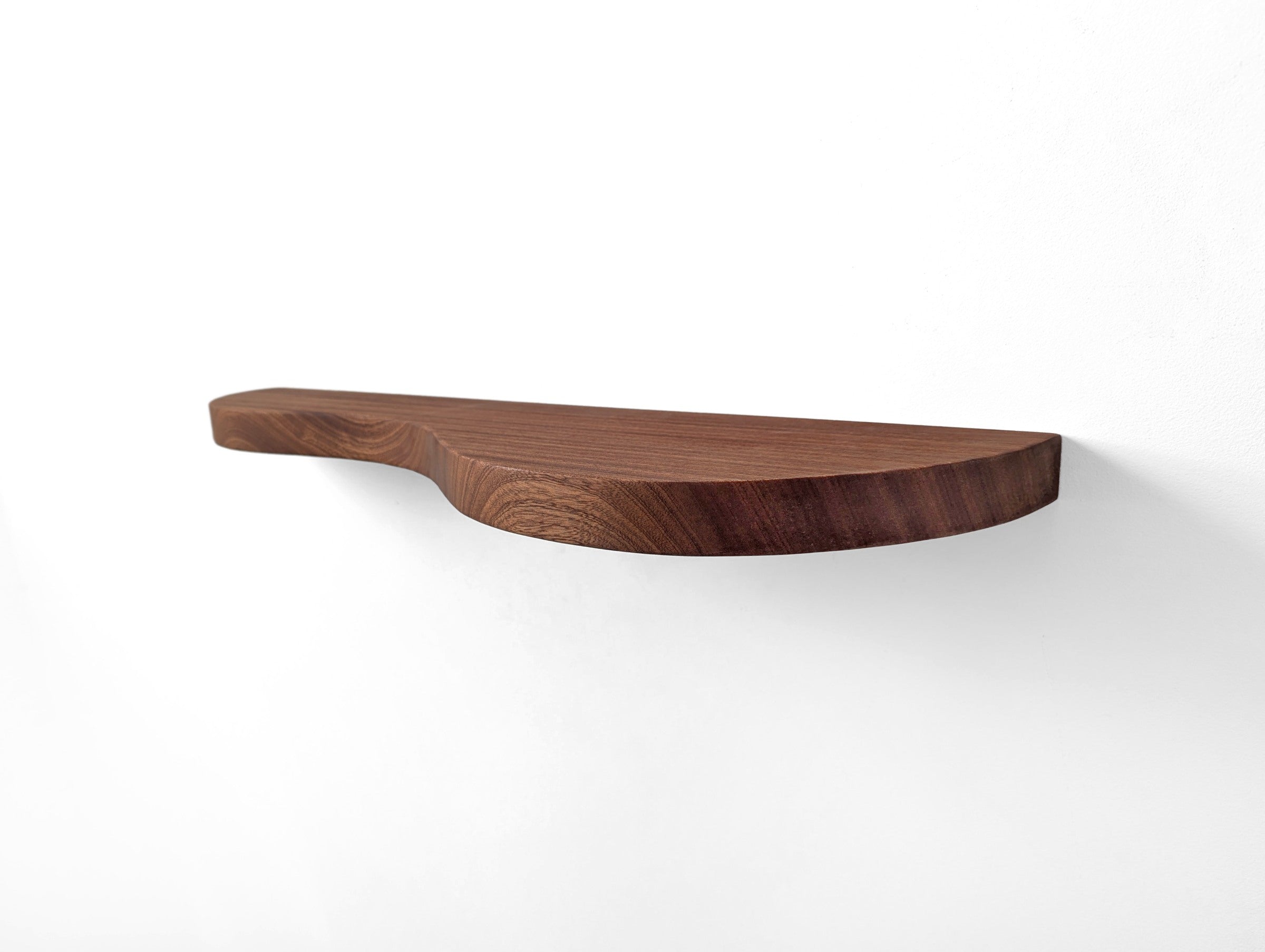 Double Curve Thick Mahogany Floating Shelf