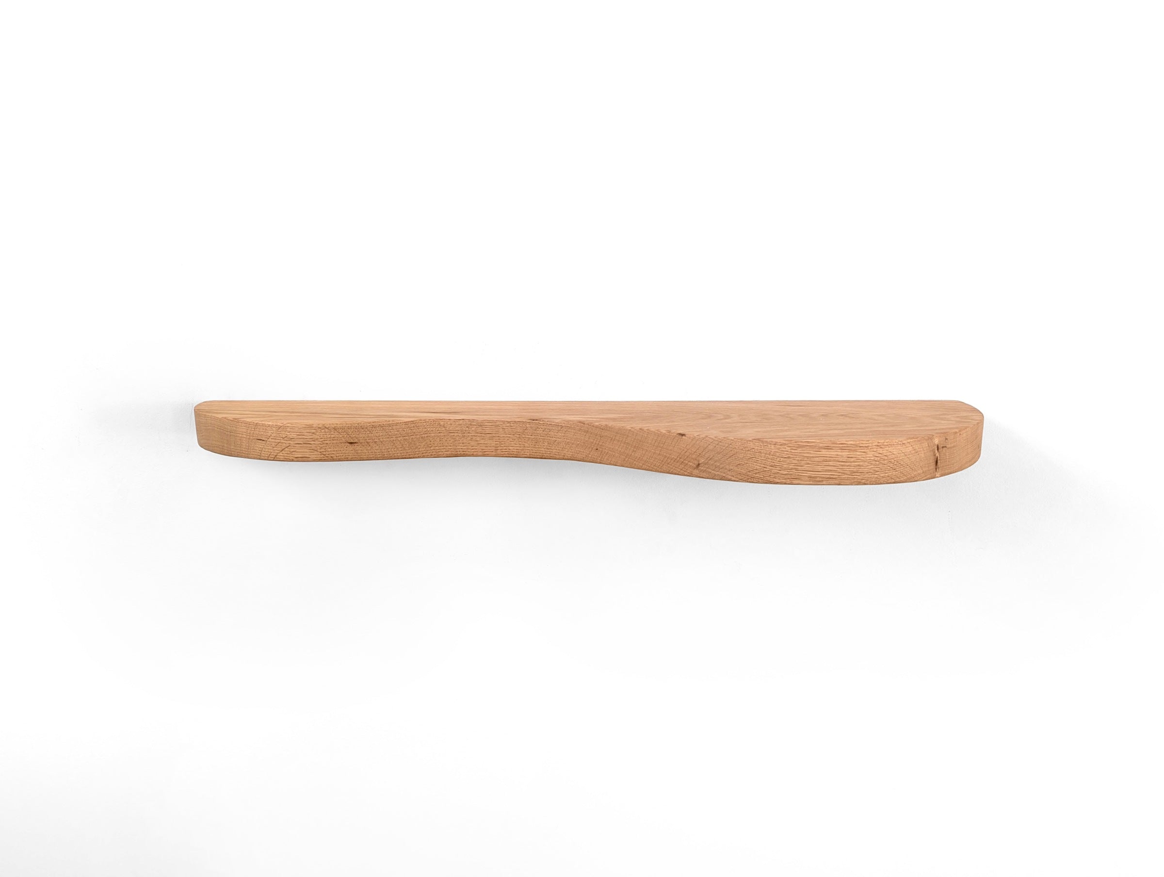 Double Curve Thick Oak Floating Shelf