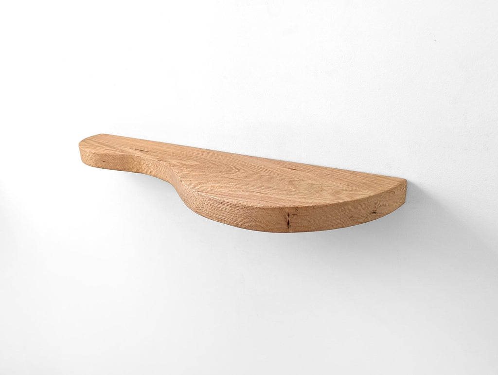 Double Curve Thick Oak Floating Shelf