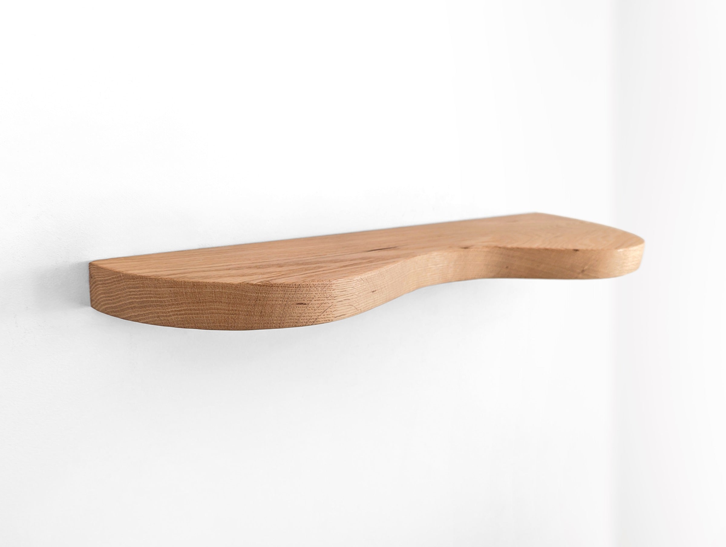 Double Curve Thick Oak Floating Shelf