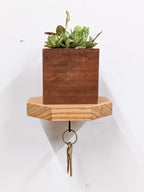 Octagon Shelf with Key Hook in Oak