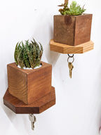 Octagon Shelf with Key Hook in Oak