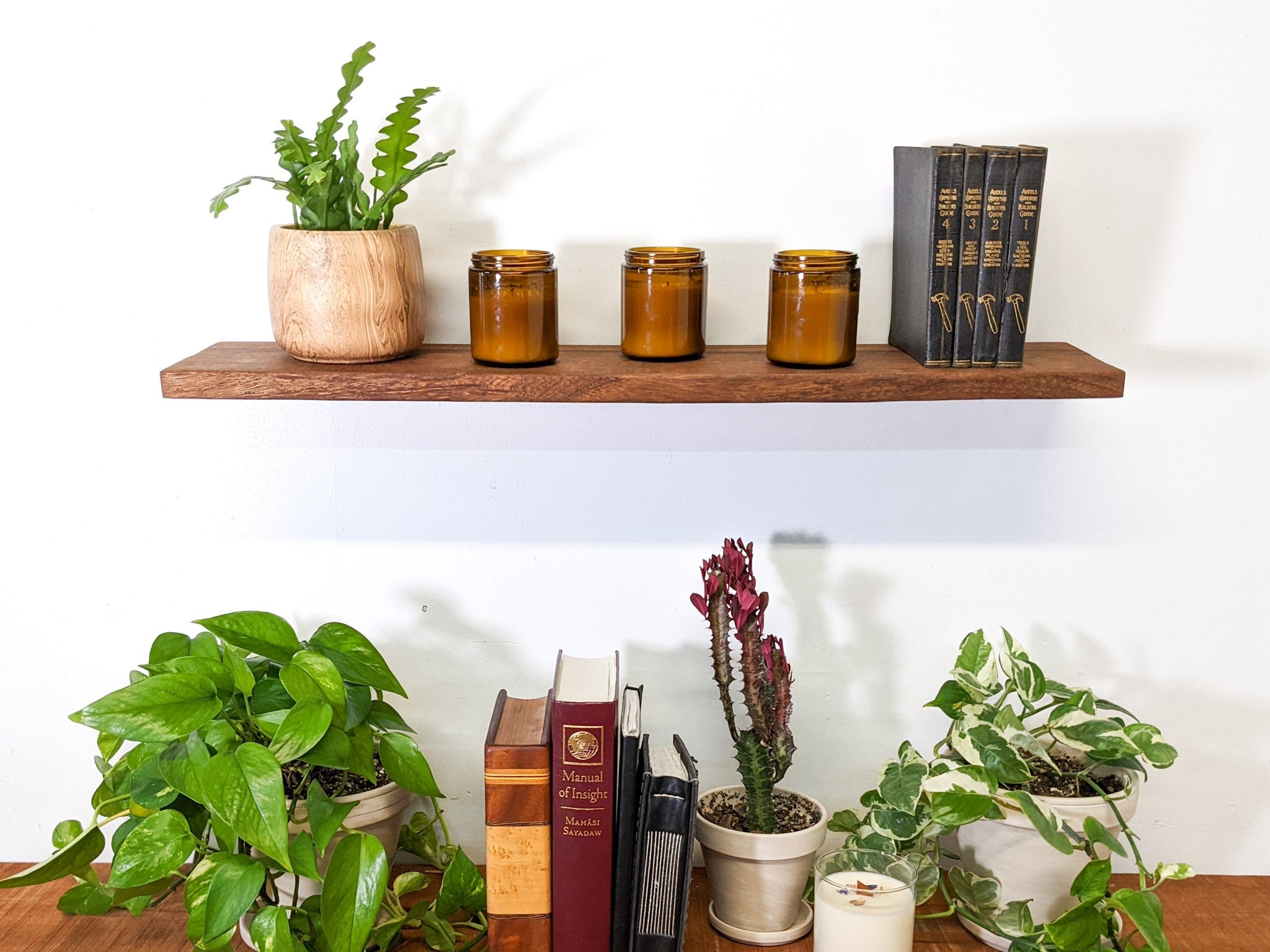 Thin Oak Floating Shelf in 6" to 36" lengths