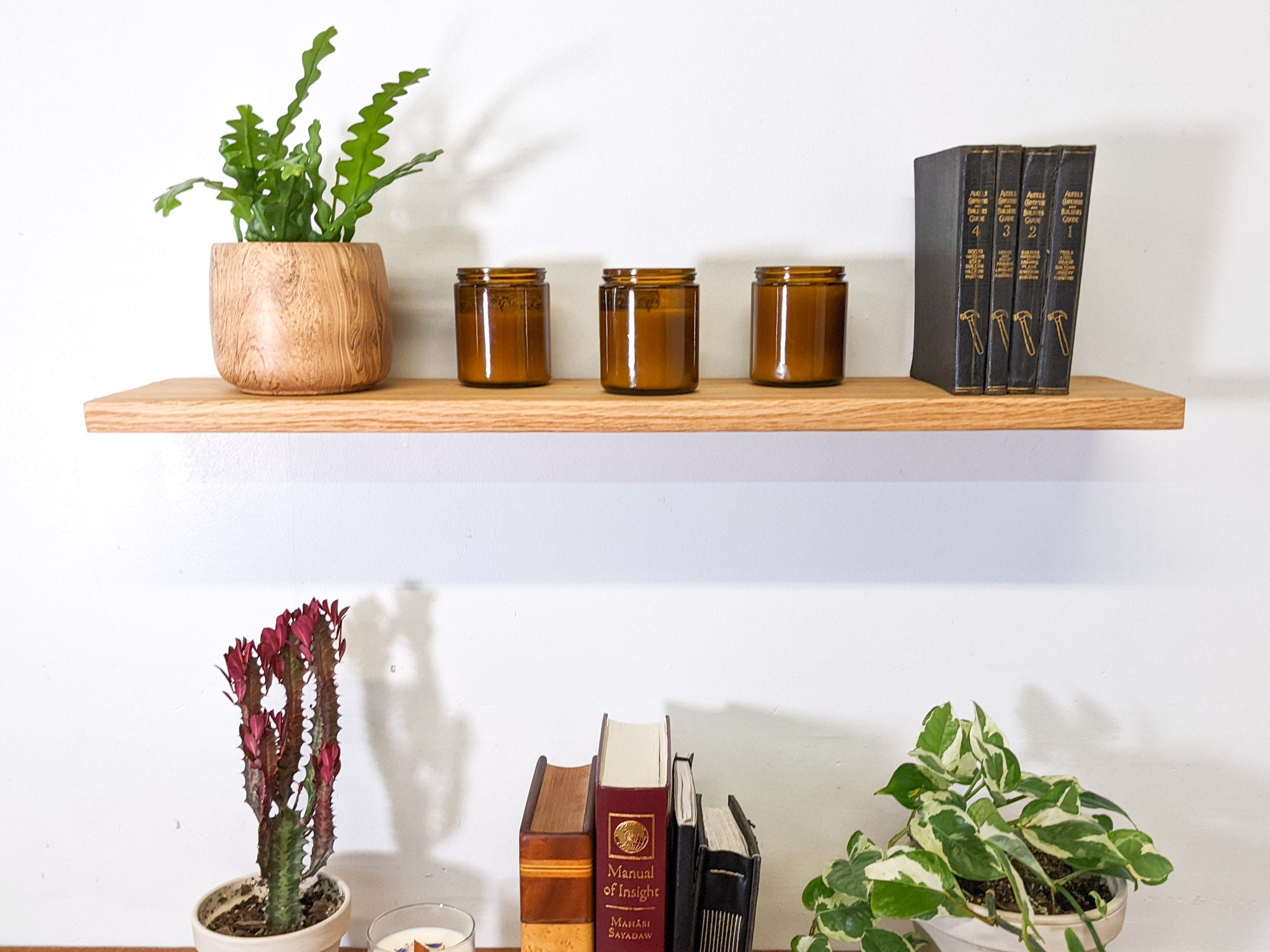 Thin Mahogany Floating Shelf in 6" to 36" lengths