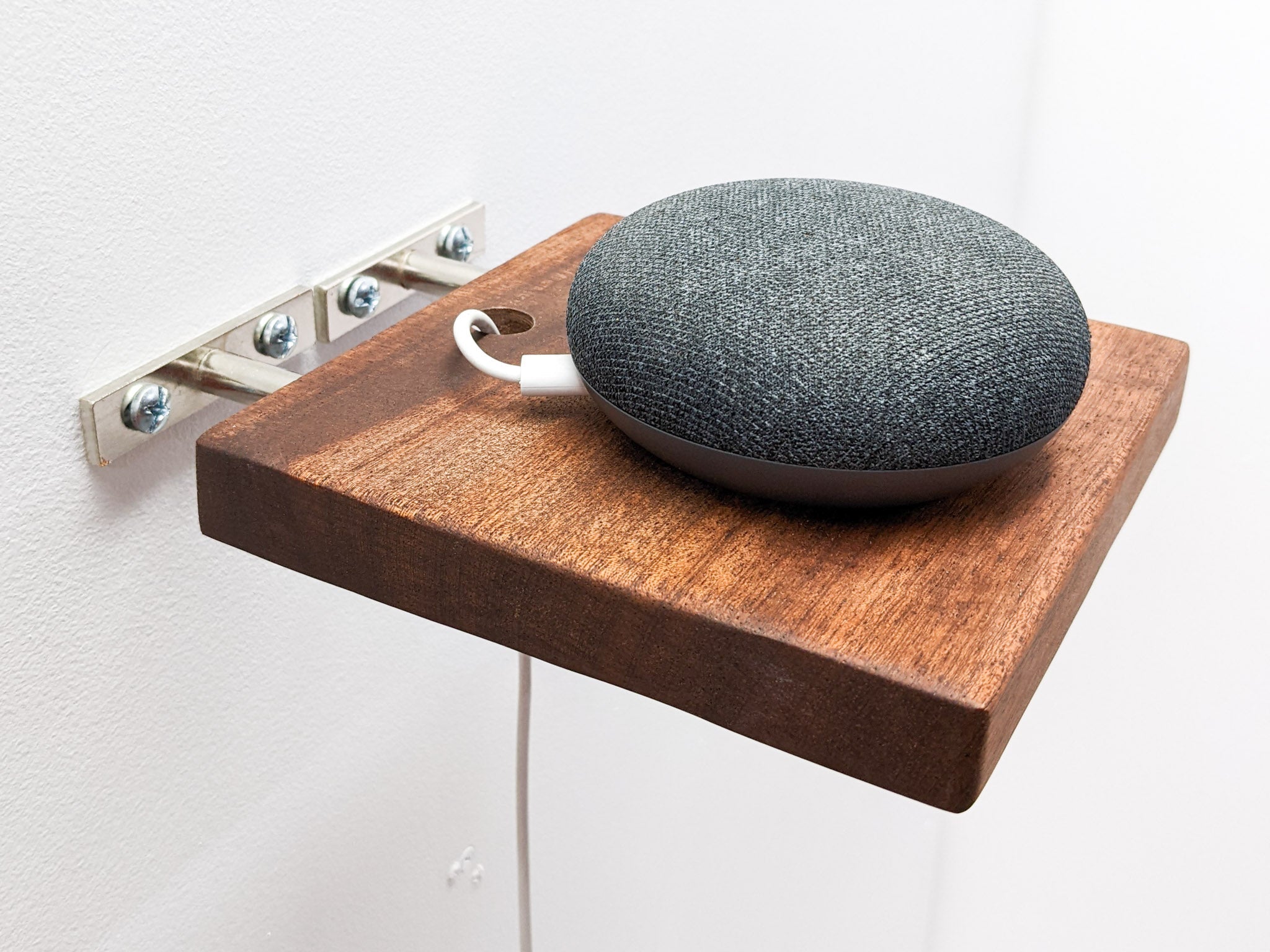 Oak Floating Shelf with Cord Hole
