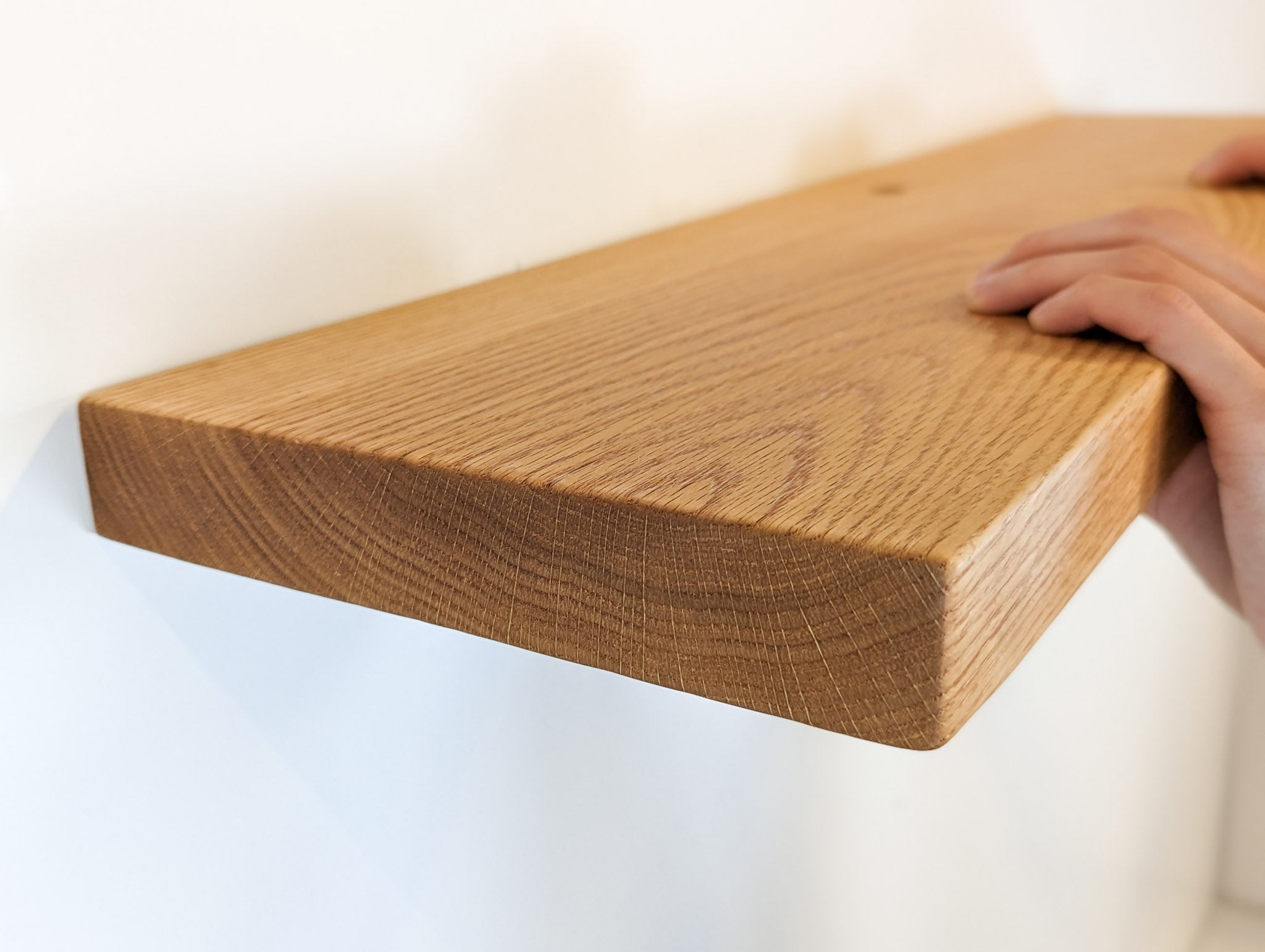 Thick Oak Floating Shelf with Grommet Hole