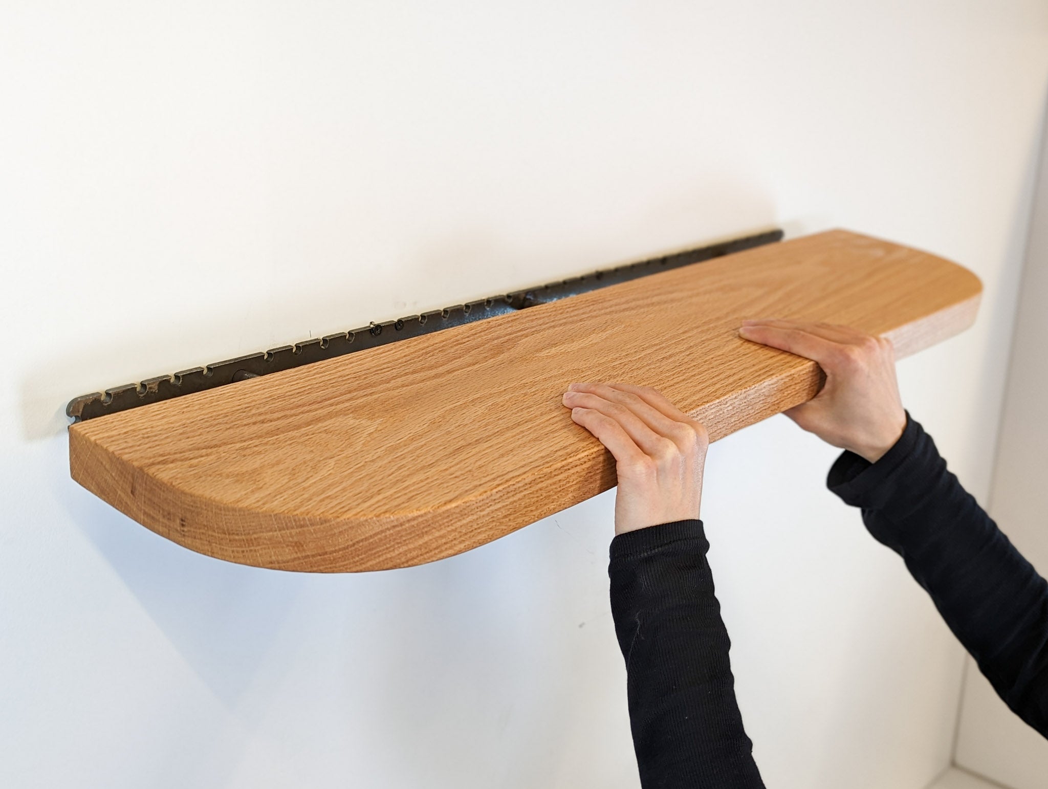 Thick Mahogany Floating Shelf with Rounded Corners