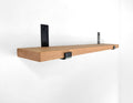 Thick Oak Shelf with Black Steel J Brackets