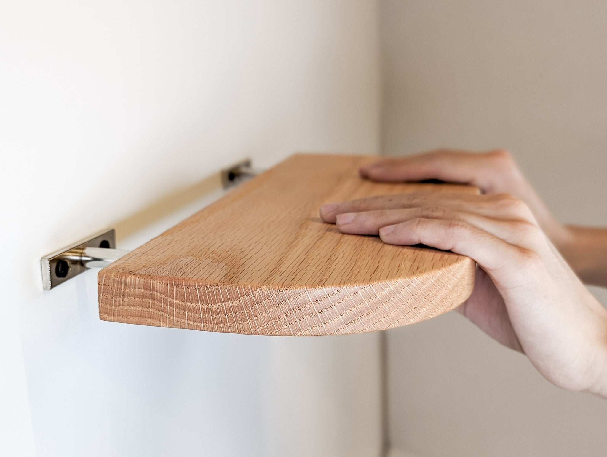 Thin Oak Floating Shelf with Rounded Corners