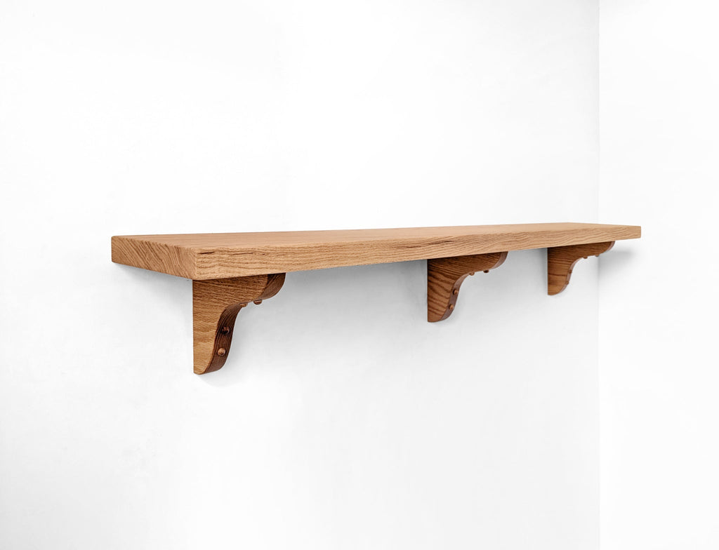 Solid Wood Shelf with Oak Brackets