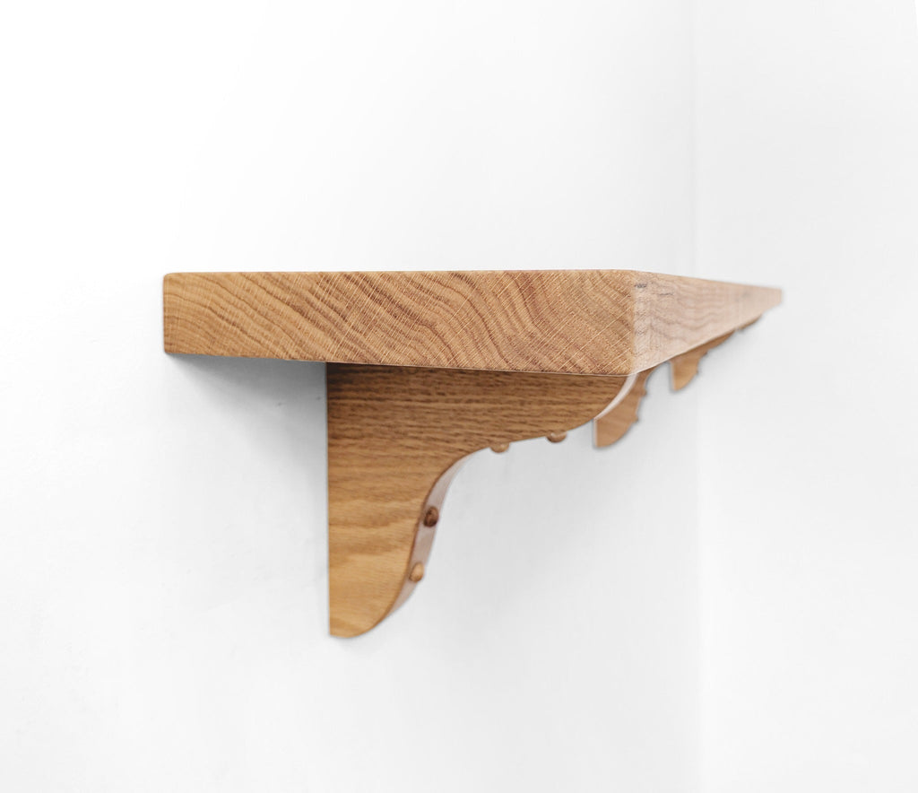 Solid Wood Shelf with Mahogany Brackets